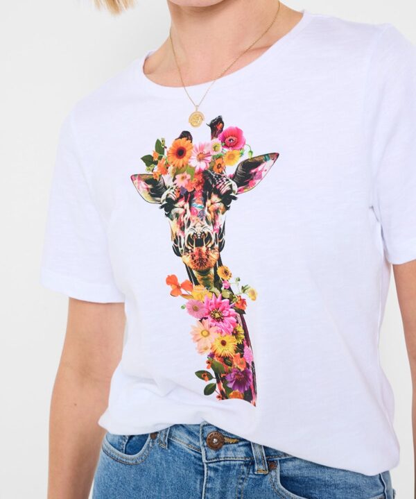 Floral Fancy Giraffe Graphic T-Shirt
