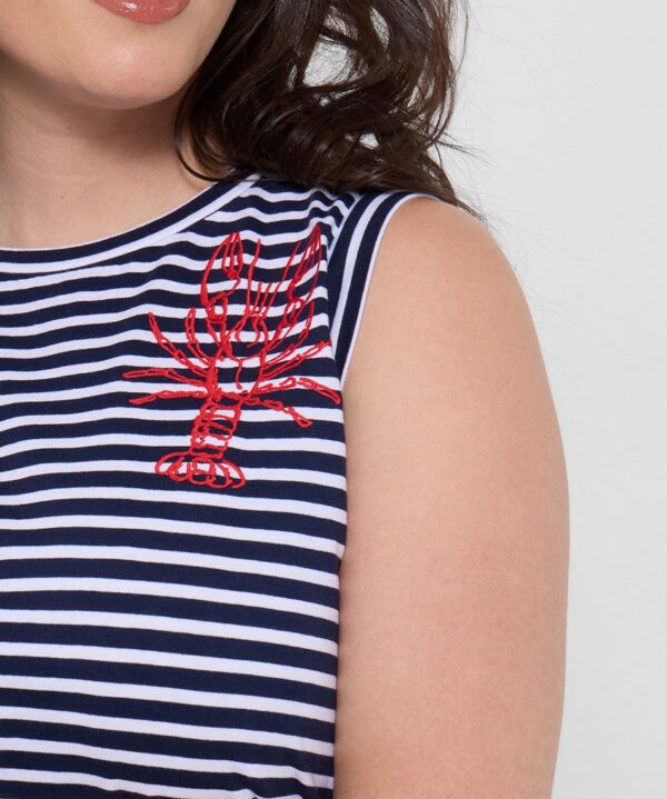 Ocean Vibes Embroidered Ruched Side Stripe Top