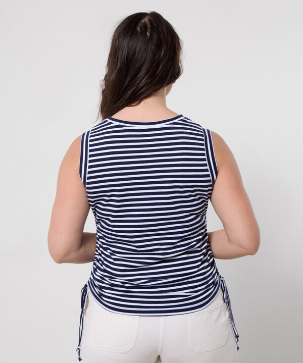 Ocean Vibes Embroidered Ruched Side Stripe Top