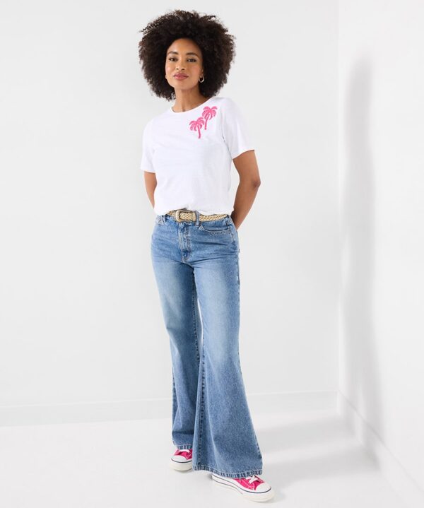 Summer Days Embroidered Palm Tree T-Shirt