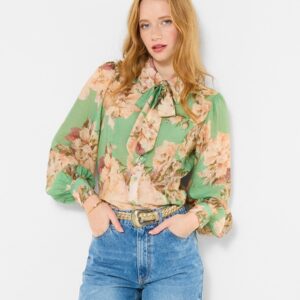 Olivia 可拆領帶印花上衣