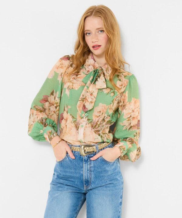 Olivia Printed Blouse With Detachable Tie