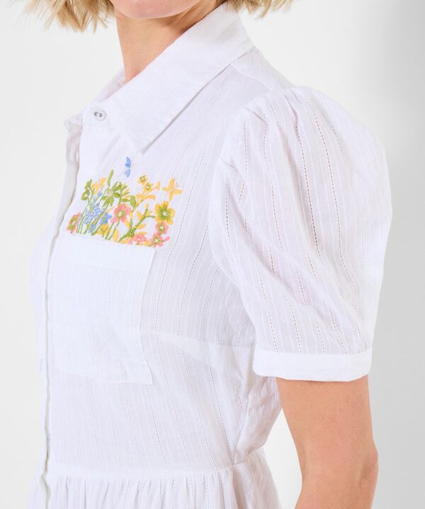 Spring Meadows Embroidered Cotton Dobby Dress