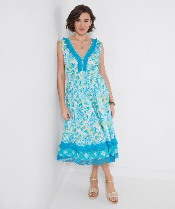 Clear Waters Tassel Trim Dress
