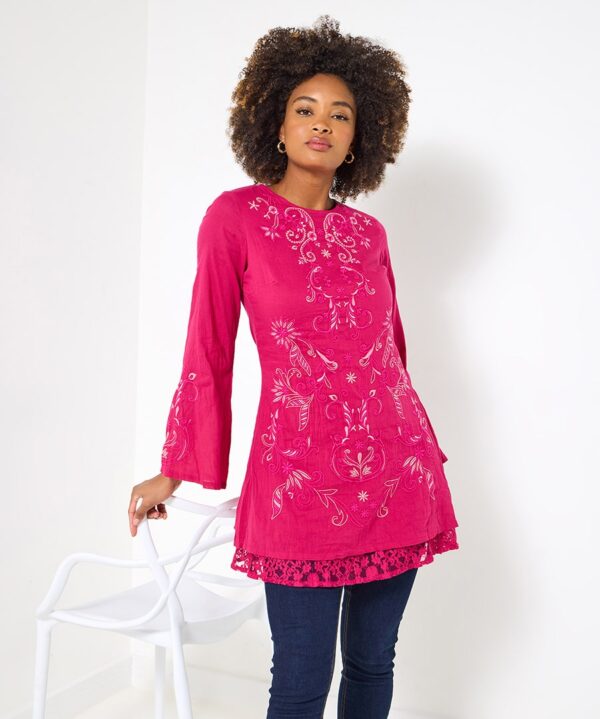 Pretty In Pink Embroidered Tunic Dress