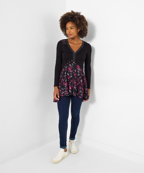 Pretty Florals Jersey Mesh Tunic Top