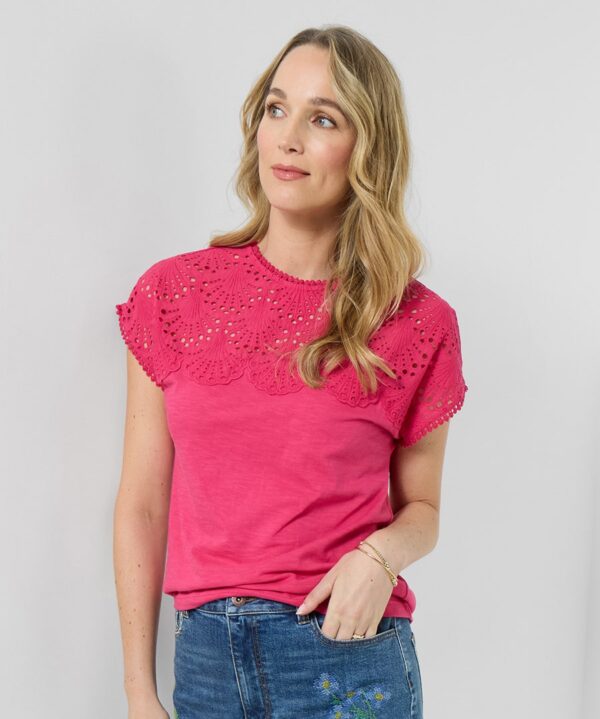 Willow Broderie Neckline T-Shirt