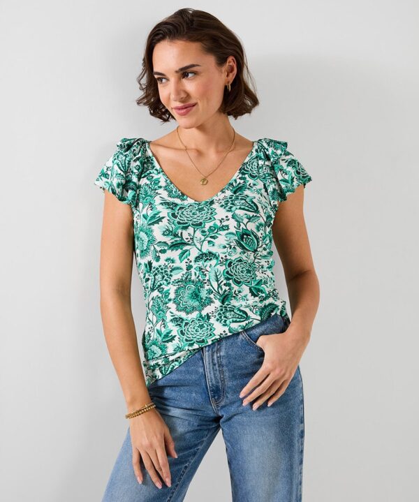 Amelia Frill Sleeve Jersey Top