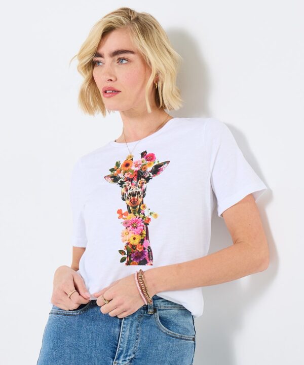 Floral Fancy Giraffe Graphic T-Shirt