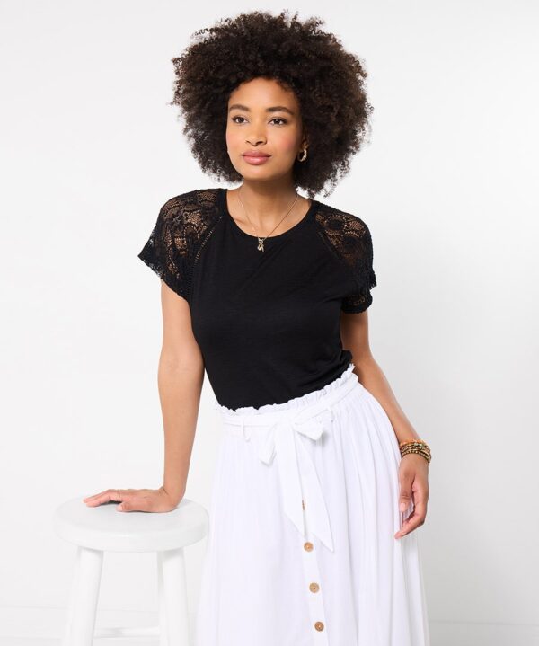 Suzie Lace Sleeve T-Shirt