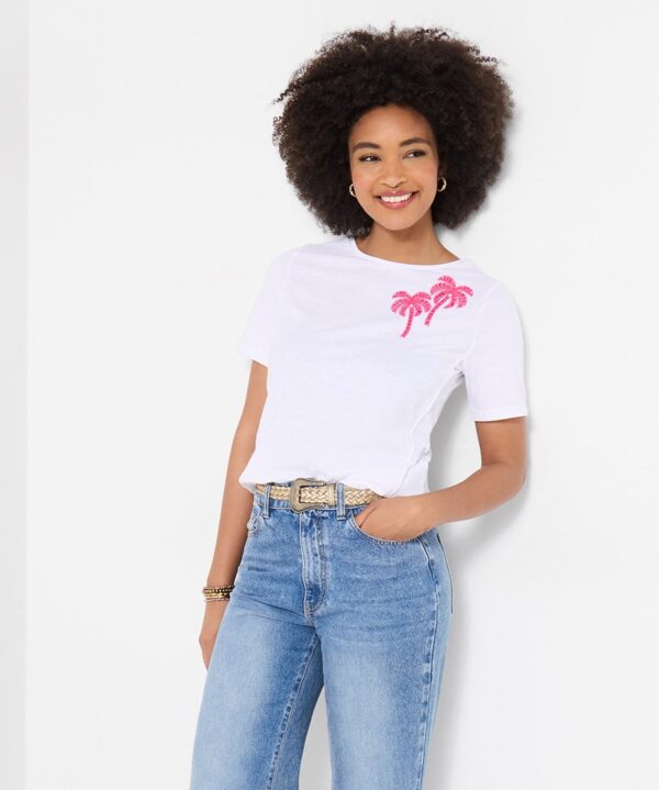 Summer Days Embroidered Palm Tree T-Shirt